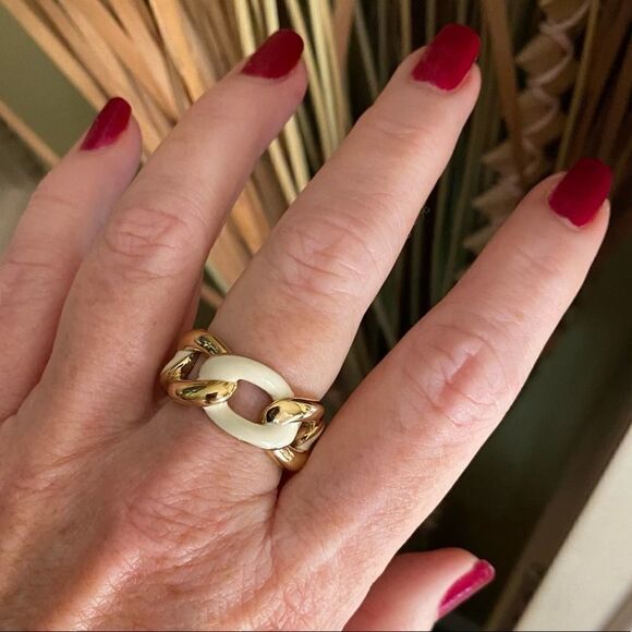 Gold & Epoxy Stainless Steel Braided Ring - Picture 7 of 9